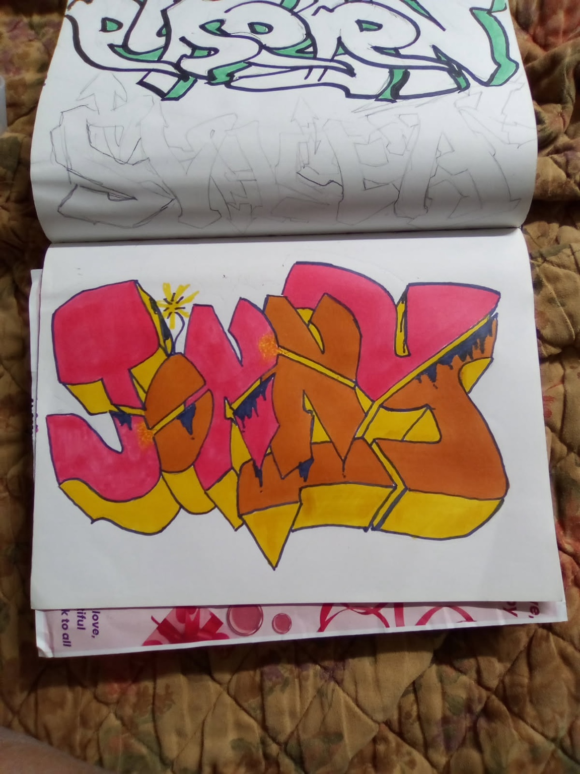 JONXS sketchbook study in marker